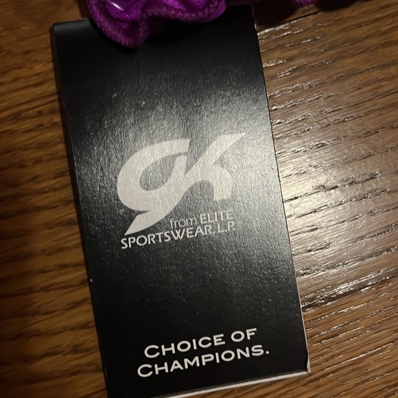 NWT purple hombre GK gymnastics tumbling dance leotard w/Scrunchie sz AL - Picture 6 of 10